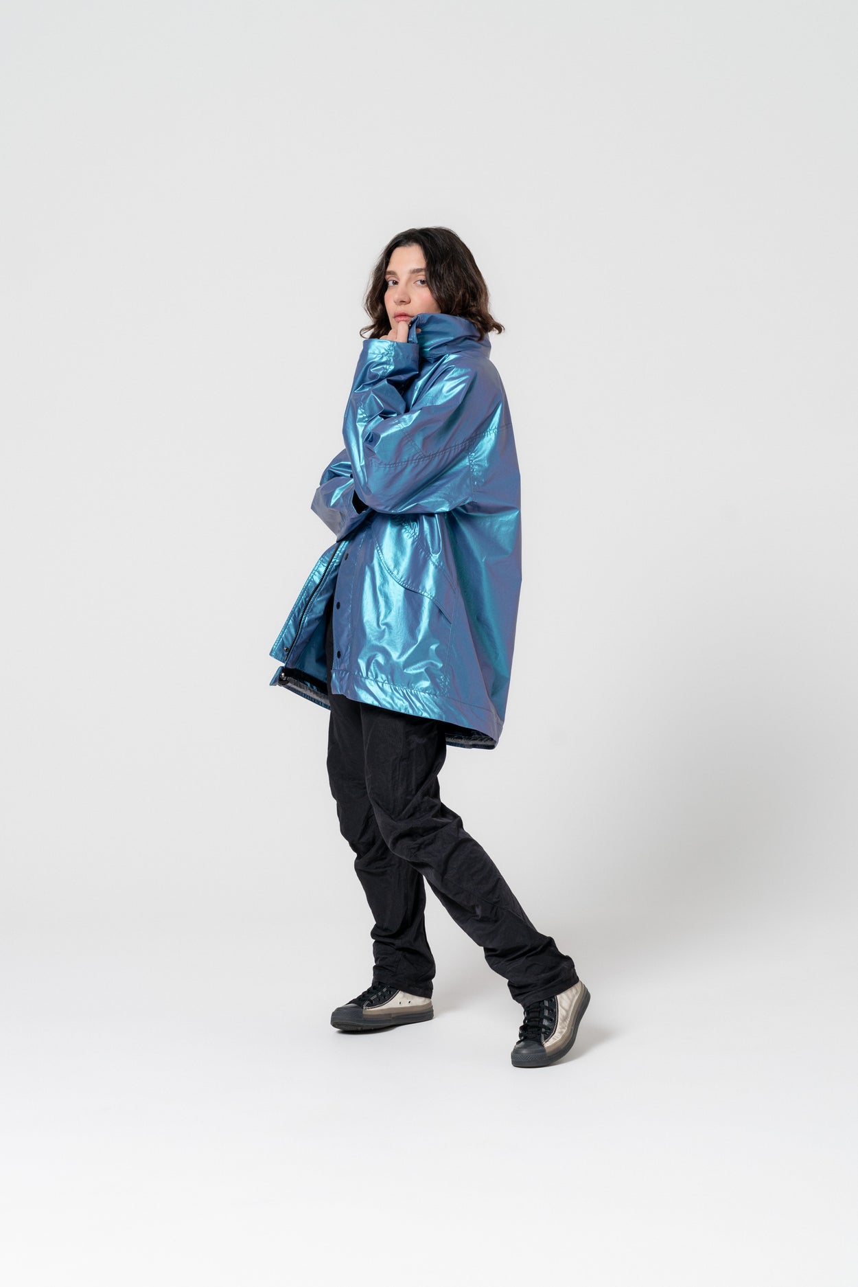 Glazed raincoat