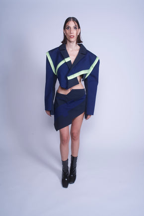 Neon light cropped tailored jacket