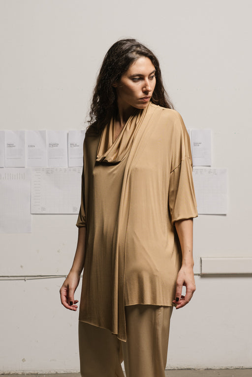 Cross Over Cowl-Neck Top