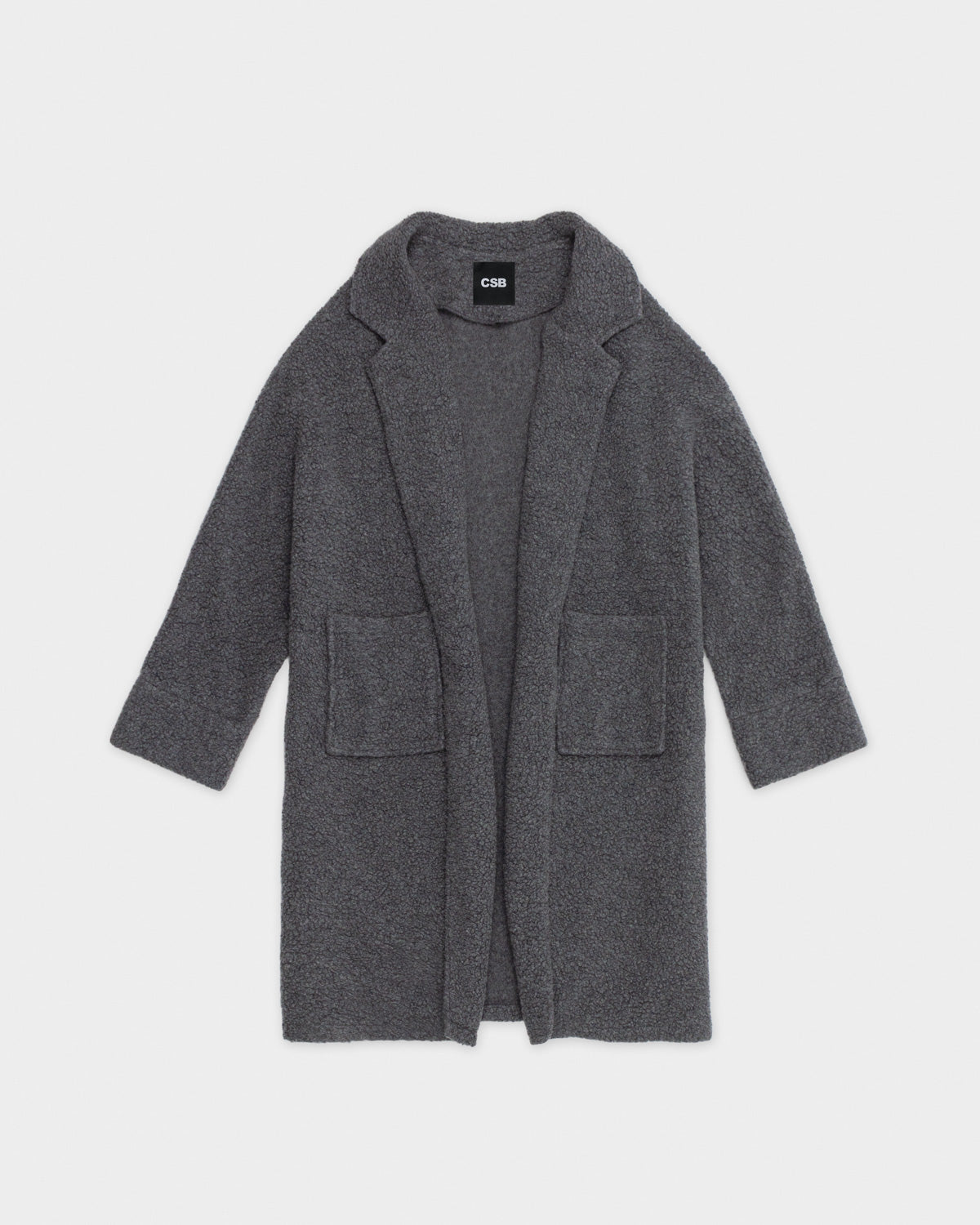 Grey Fluffy Wool Coat