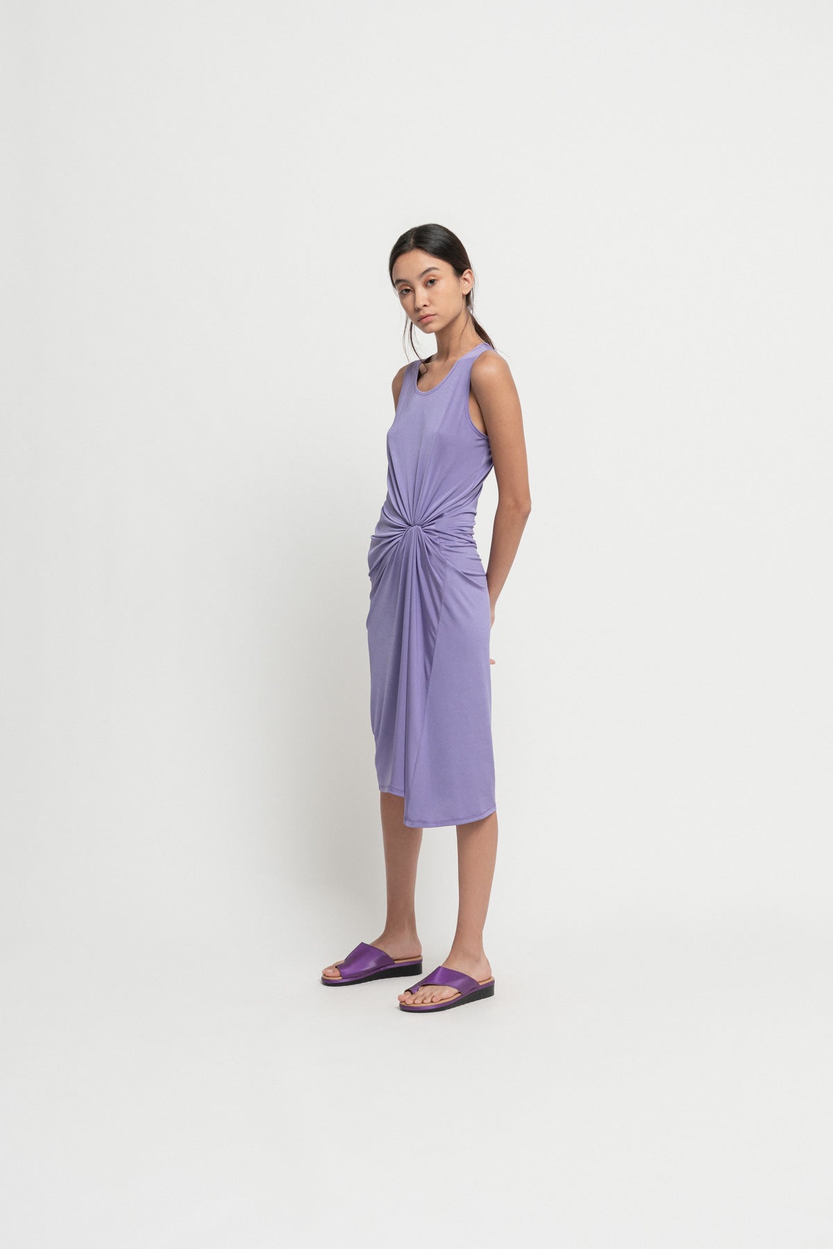Lilac Sleeveless Scrunch Dress