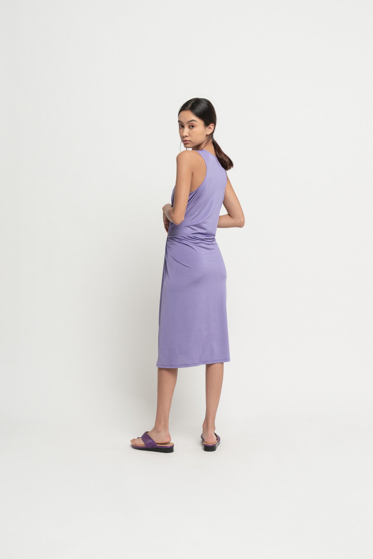 Lilac Sleeveless Scrunch Dress