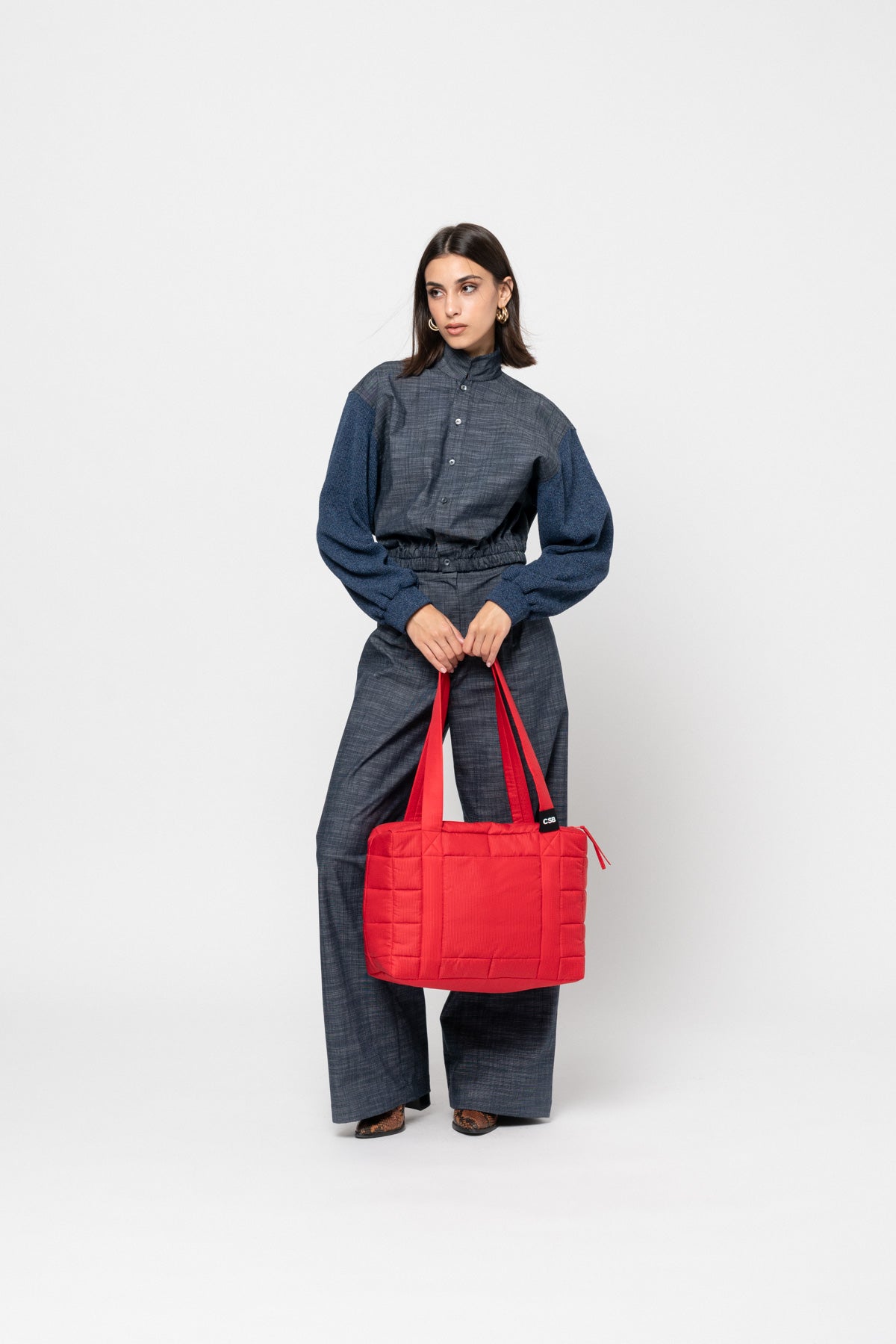 The Midi Blood Red Puffer Bag