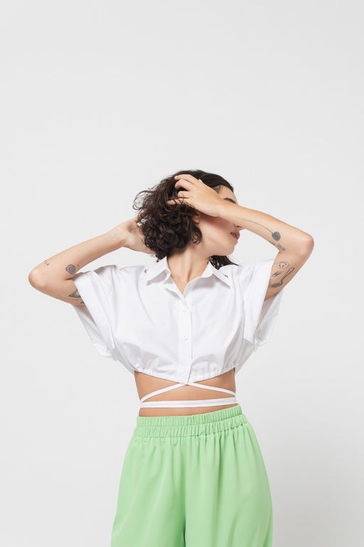 The White Cropped Wrap Shirt