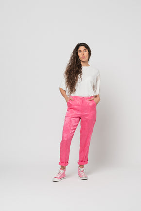 Pink Flower Tailored Pants